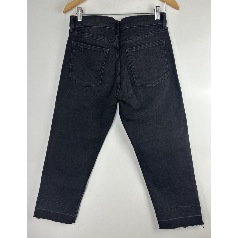 GAP High Rise Cheeky Straight Jeans Raw Ankle Absolute Black Size 29 8 Petite 8P - Picture 10 of 12